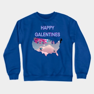 Happy Galentines parachute made from balloons Crewneck Sweatshirt